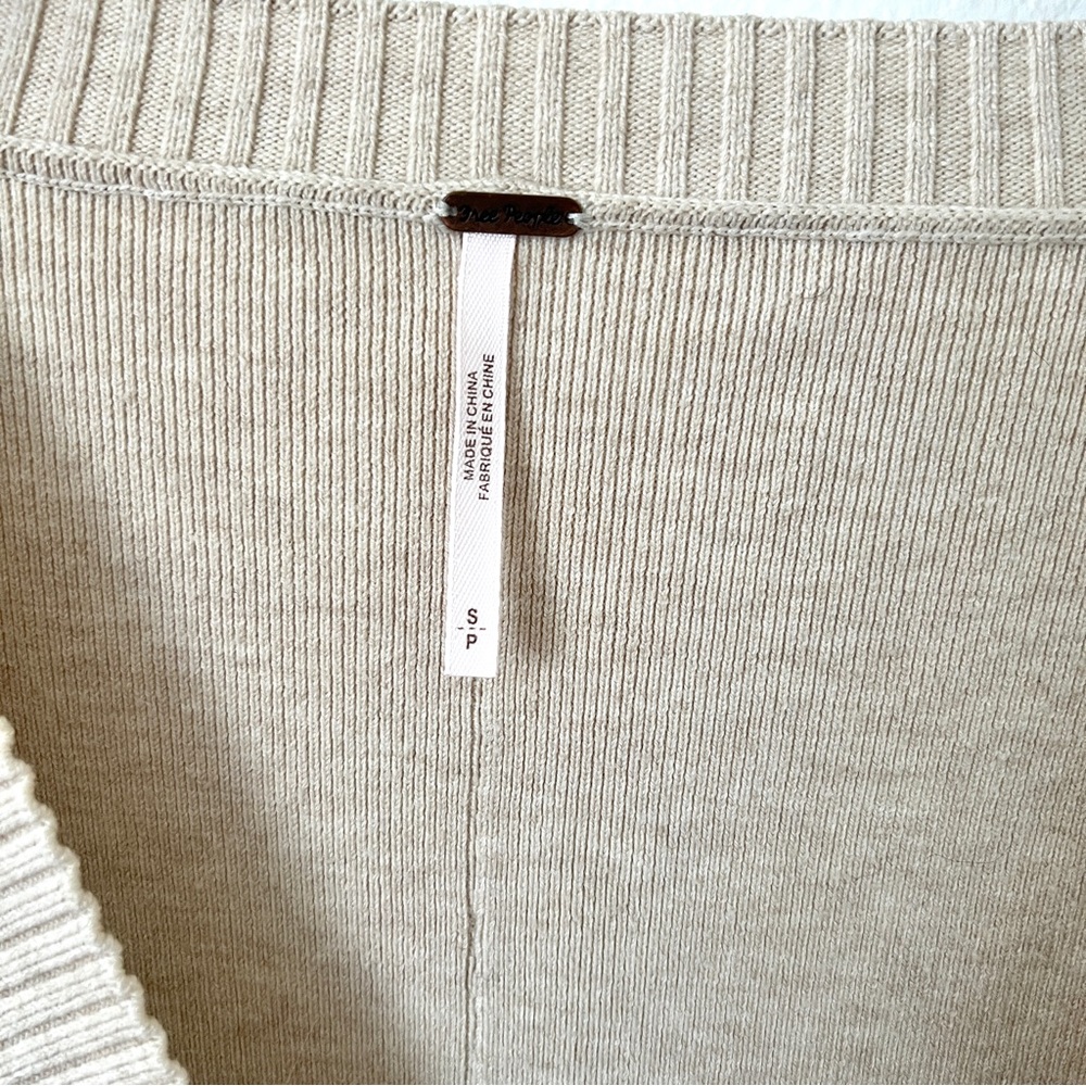 Free People Oversized Cream Sweater Midi Dress with Balloon Sleeves - Picture 3 of 11